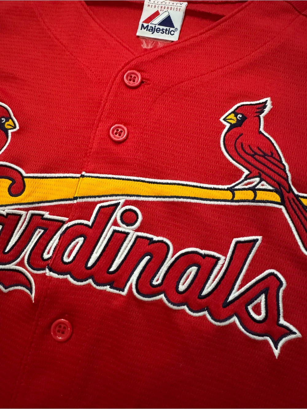 Vintage Majestic St Louis Cardinals Baseball Jersey Men’s Size XL Red & Navy MLB - Picture 4 of 10